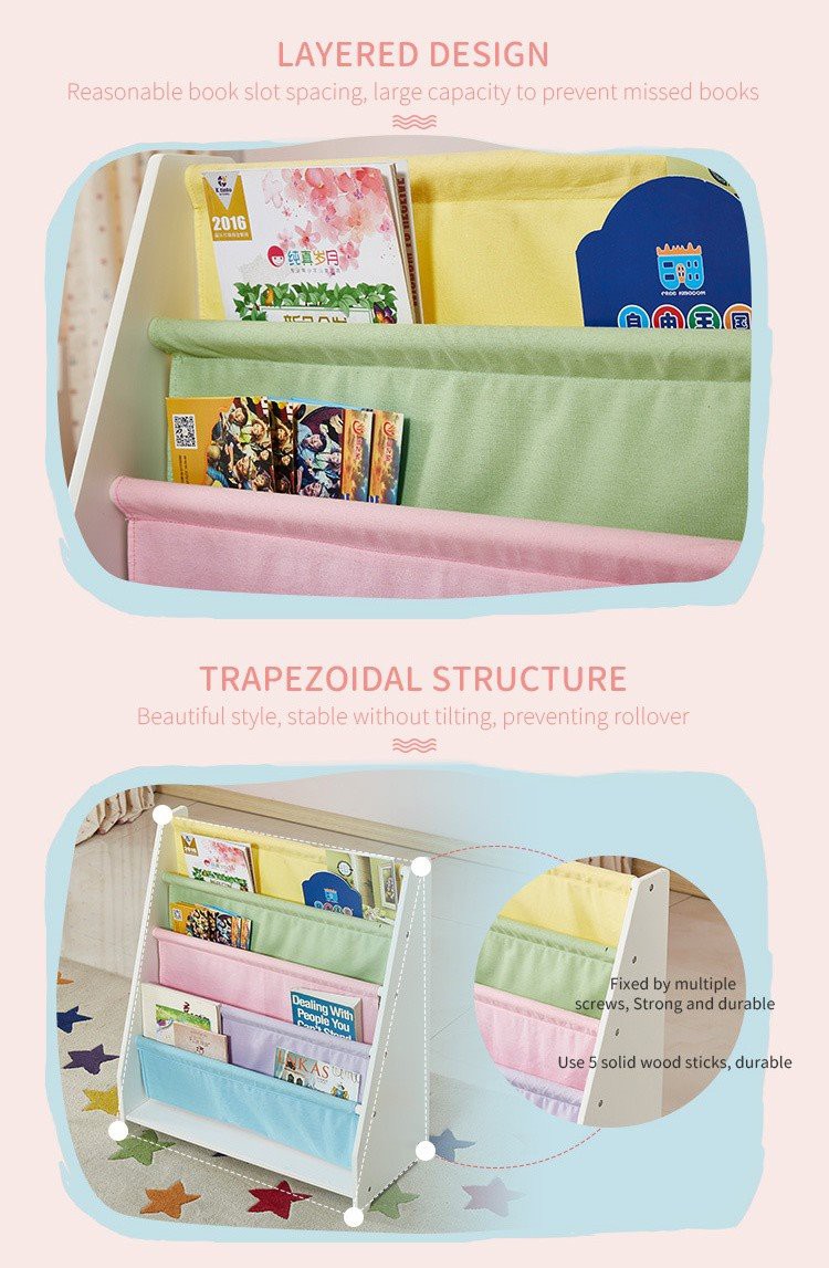 White Shelf Colorful Canvas Kids Bookshelf (7)